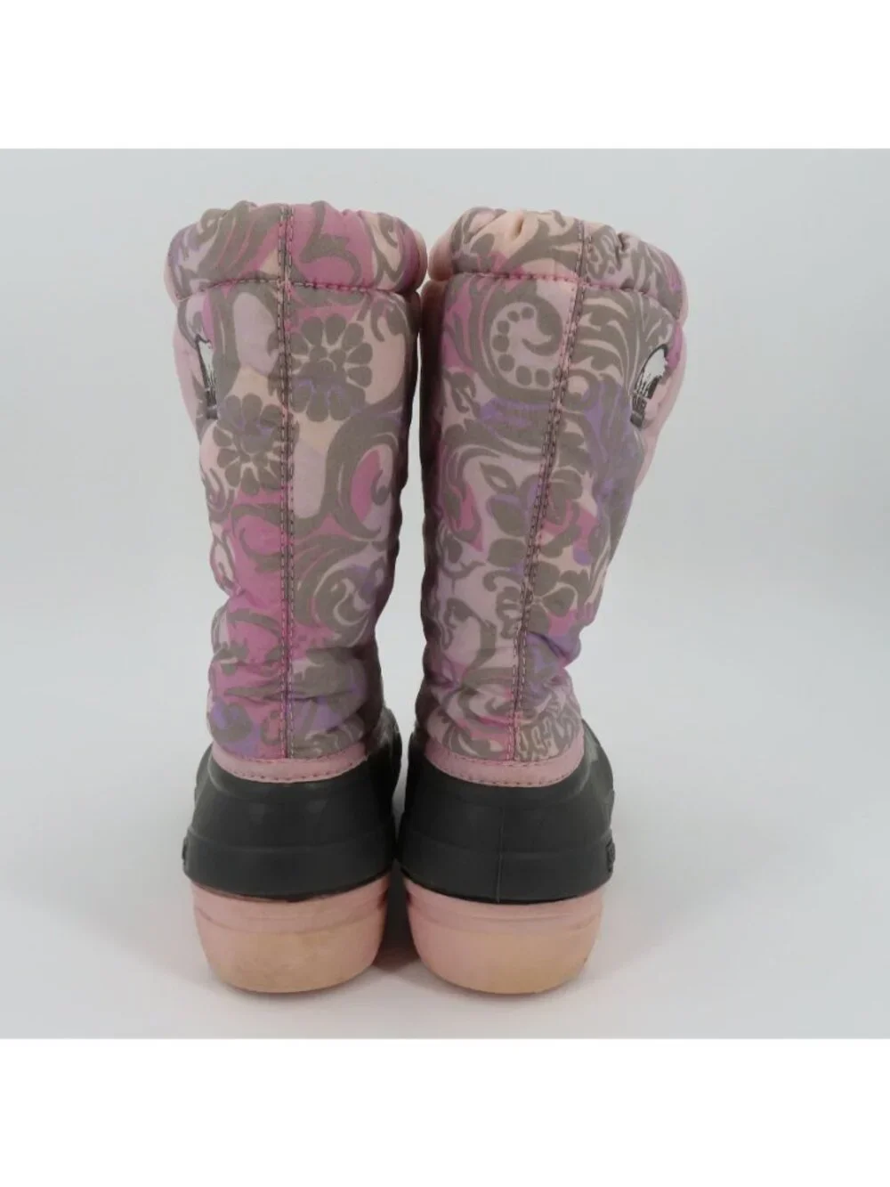 Sorel Womens 7 Cub NY1799-636 Pink Gray Floral Flower Felt Lined Winter Boots